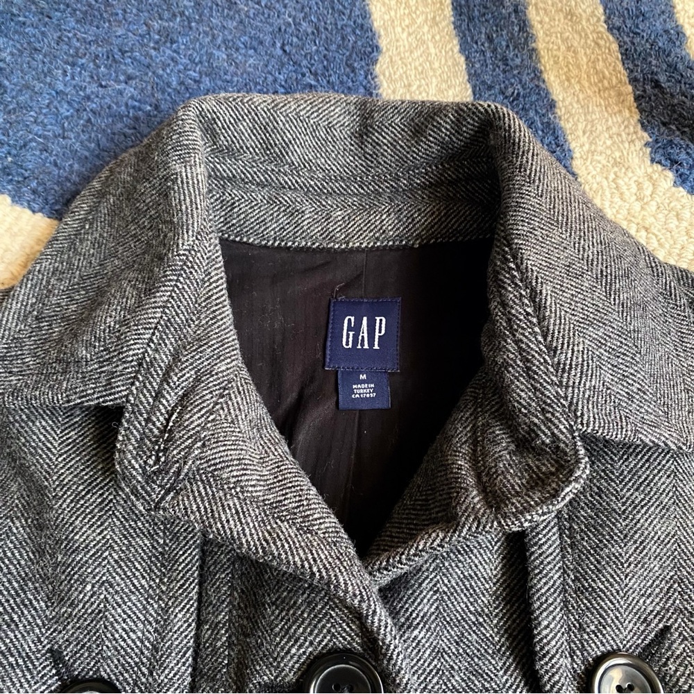 Gap Grey Herringbone Wool Blend Jacket! - image 8